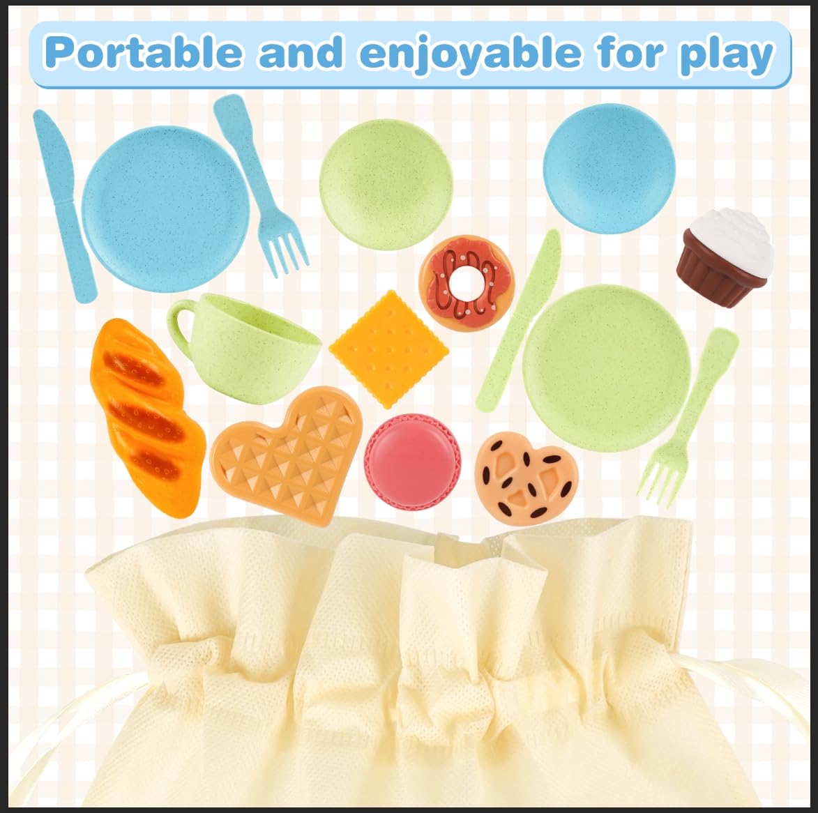 Dreamon Juego de Té para Niños 36PCS, Juego de té Juguete con Postre Juguete Juego de Cocina Educativos Juegos de rol Regalo para Niños Niñas 3 4 5 6 años