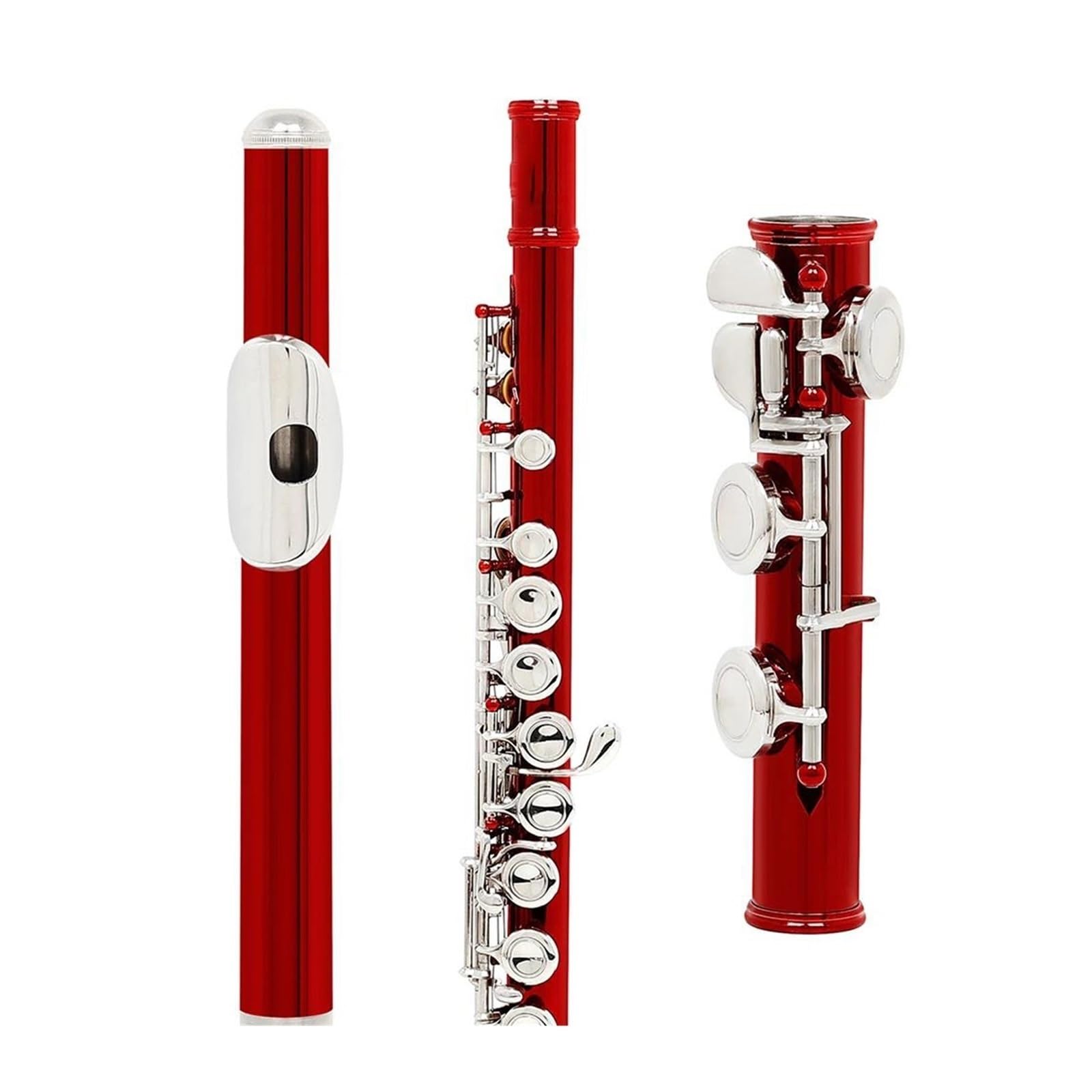 Flauto Do Foro Chiuso Strumento a fiato con flauto traverso rosso in cupronichel da concerto occidentale a 16 fori