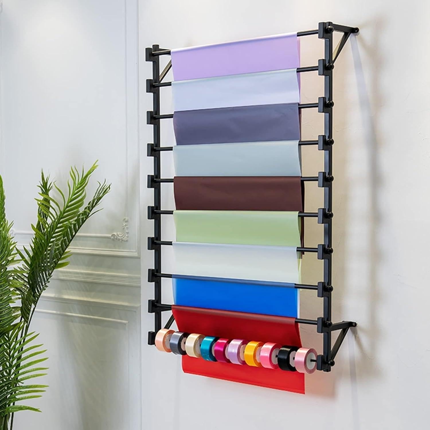 Wall Mounted Ribbon Organizer Rack, Multi-Purpose Display Stand for Ties and Scarves,100x20x120cm