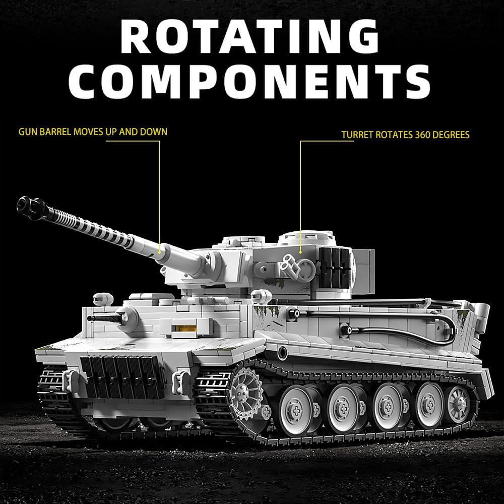 39063“Michael Wittmann's Tiger Tank No.S04” Building Block Set, 1628 Pieces Military 1:28 Scale Tank Model Toys, Ideal Gift for Room Decoration or Collection