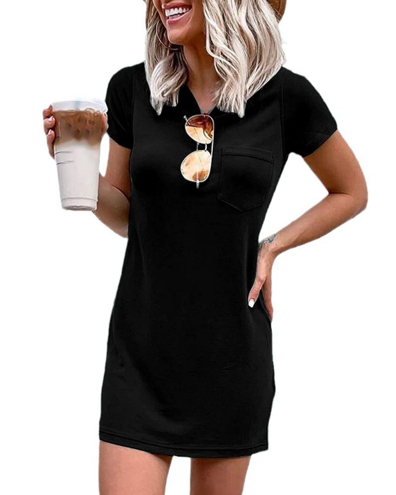 Womens T Shirt Dress Summer Mini Short Sleeve Casual Sundress Beach Dresses