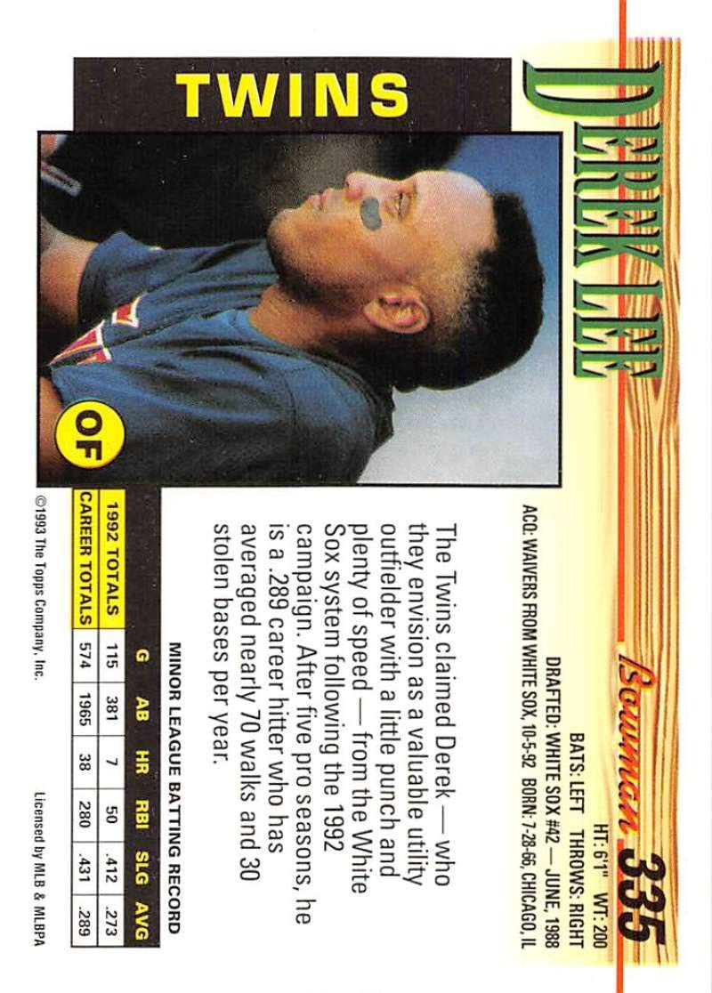 Amazon.com: 1993 Bowman Baseball #335 Derek Lee Minnesota Twins