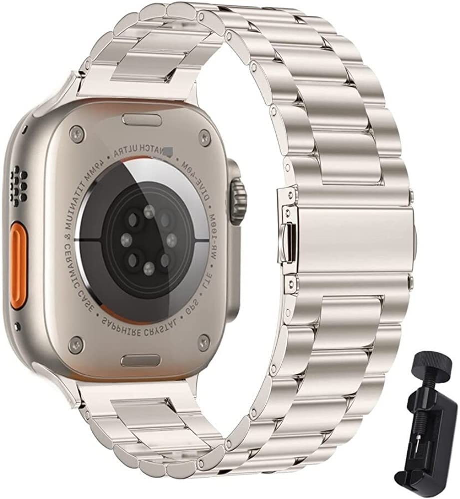 Bracelet maillons intégrés Apple Watch acier boucle moderne 45mm - 8