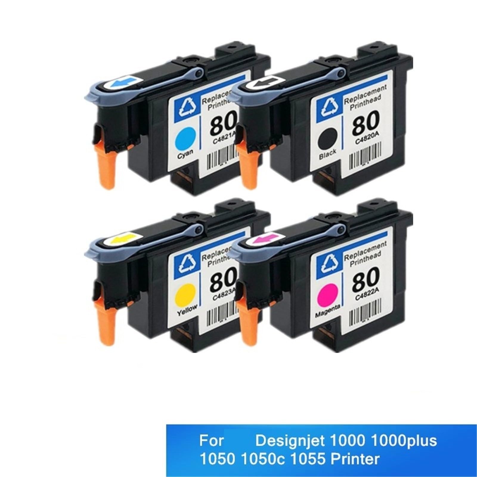 80 tête d'impression C4820A C4821A C4822A C4823A Compatible avec l'imprimante Designjet 1050 1055 1055cm 1050c Plus(One Set (4 Colours))