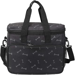SUNGOOYUE Portable Pet Travel Bag, 600D Oxford Cloth Cat Travel Bag with 2 Food Containers, Large Capacity Storage with Leakproof Lining and Adjustable Flap for Outdoor Trips