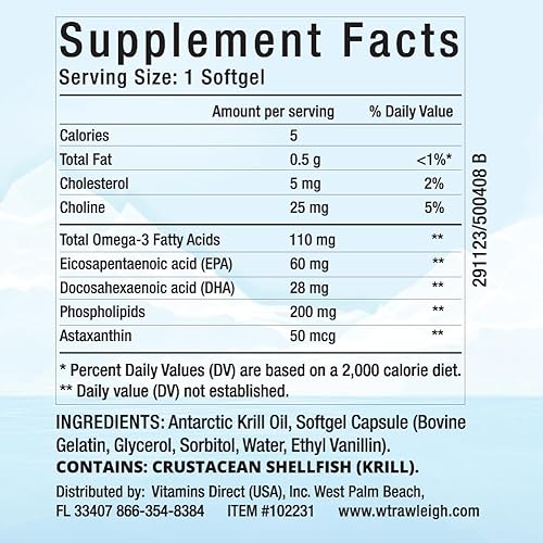 Miniatura 4 de Rawleigh Aceite de krill rojo premium: 60 cápsulas blandas, 1000 mg de aceite Euphasia Superba al día, rico en colina, fosfolípidos, astaxantina