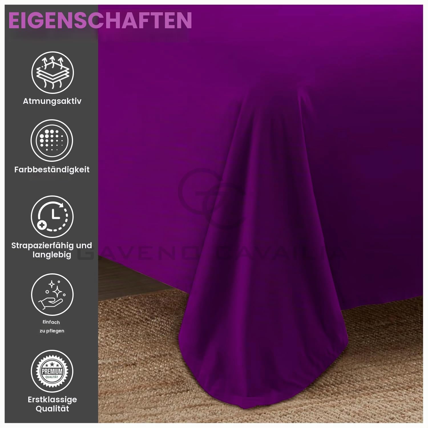 Bügelfreies Perkal-Bettlaken, King-Size-Bett, Polycotton, Anti-Falten, Hotel-Qualität, Luxus-Bettlaken, einfarbig, Beerenfarben