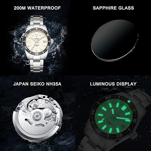Miniatura 4 de CADISEN Reloj automático para hombre mecánico NH35 movimiento impermeable de cristal de zafiro casual relojes de negocios