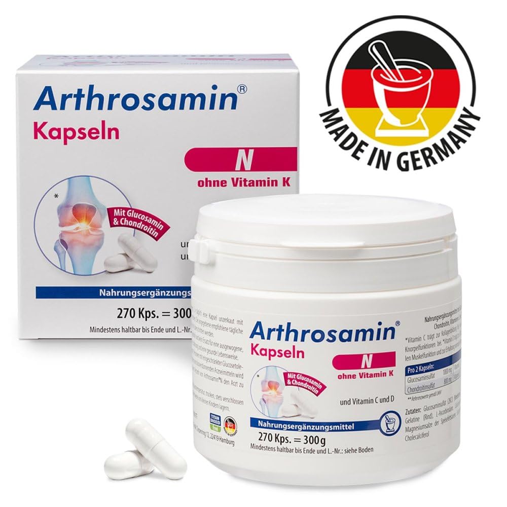 N Gelenkkapseln ohne Vitamin K, Hochdosiert mit Glucosamin + Chondroitin für geschmeidige Gelenke - Das Original aus der Apotheke - auch bei Blutverdünnern verwendbar - 270er Sparpack