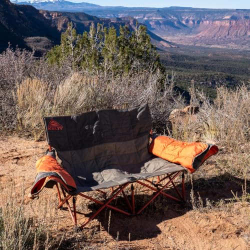 Image of Kelty Low Loveseat Nest -Two Person Camping Chair with 2 Removable Blankets, Lower to the Ground, Slight Recline, Insulated Beverage Holders, Roll Tote Storage, 2024 (Beluga)