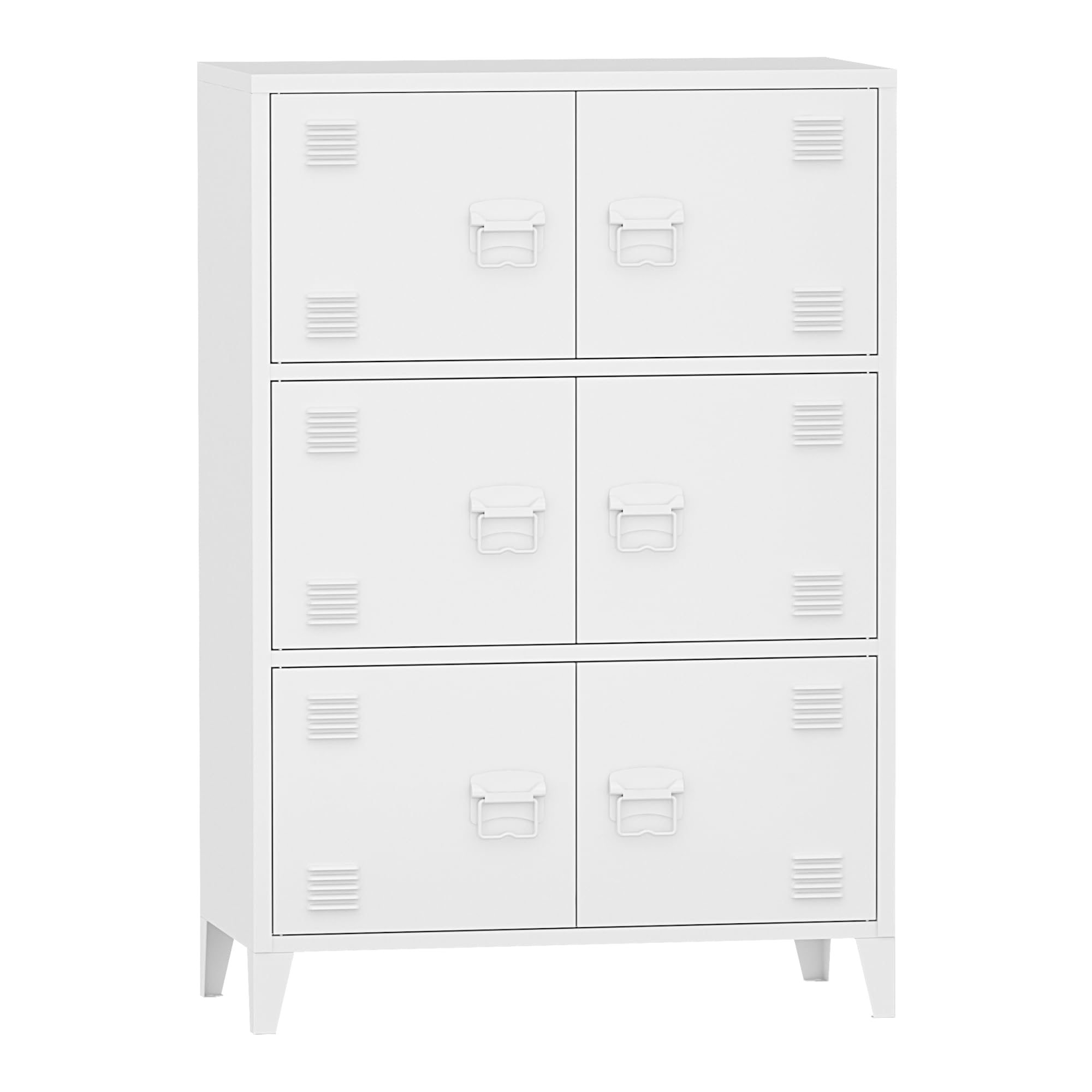 [en.casa] Armoire Métallique de Bureau avec Casier, Portes et Étagères - Meuble de Rangement pour Salon, Chambre, Atelier - Acier 113 x 80 x 40 cm Blanc