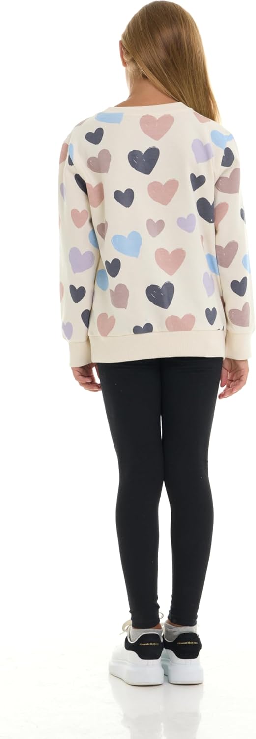 Pink Angel 2-Pack Girls Fleece Crewneck Sweatshirts – Soft Cotton Blend Pullover Tops for School, Play, and Layering - Image 4