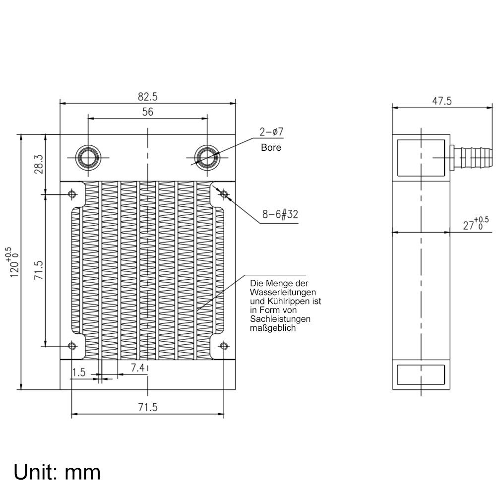 Radiador de refrigeración de agua, 8 tubos de aluminio con ventilador para PC, CPU, ordenador, sistema de refrigeración de agua, CC 12 V, 80 mm
