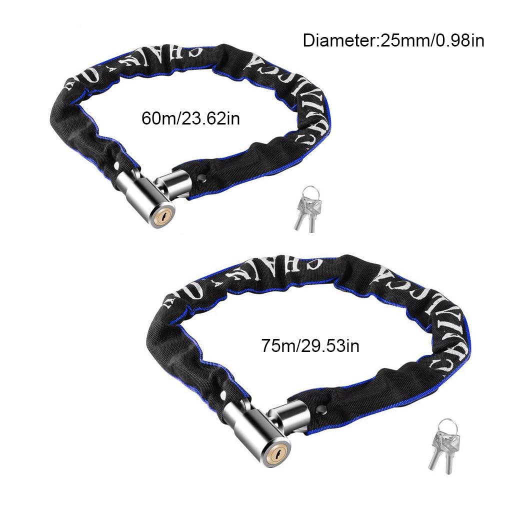 Set di 5 lucchetti a catena per bicicletta, con cavo rinforzato, dispositivo antifurto per strada, montagna, scooter elettrico, 60 cm