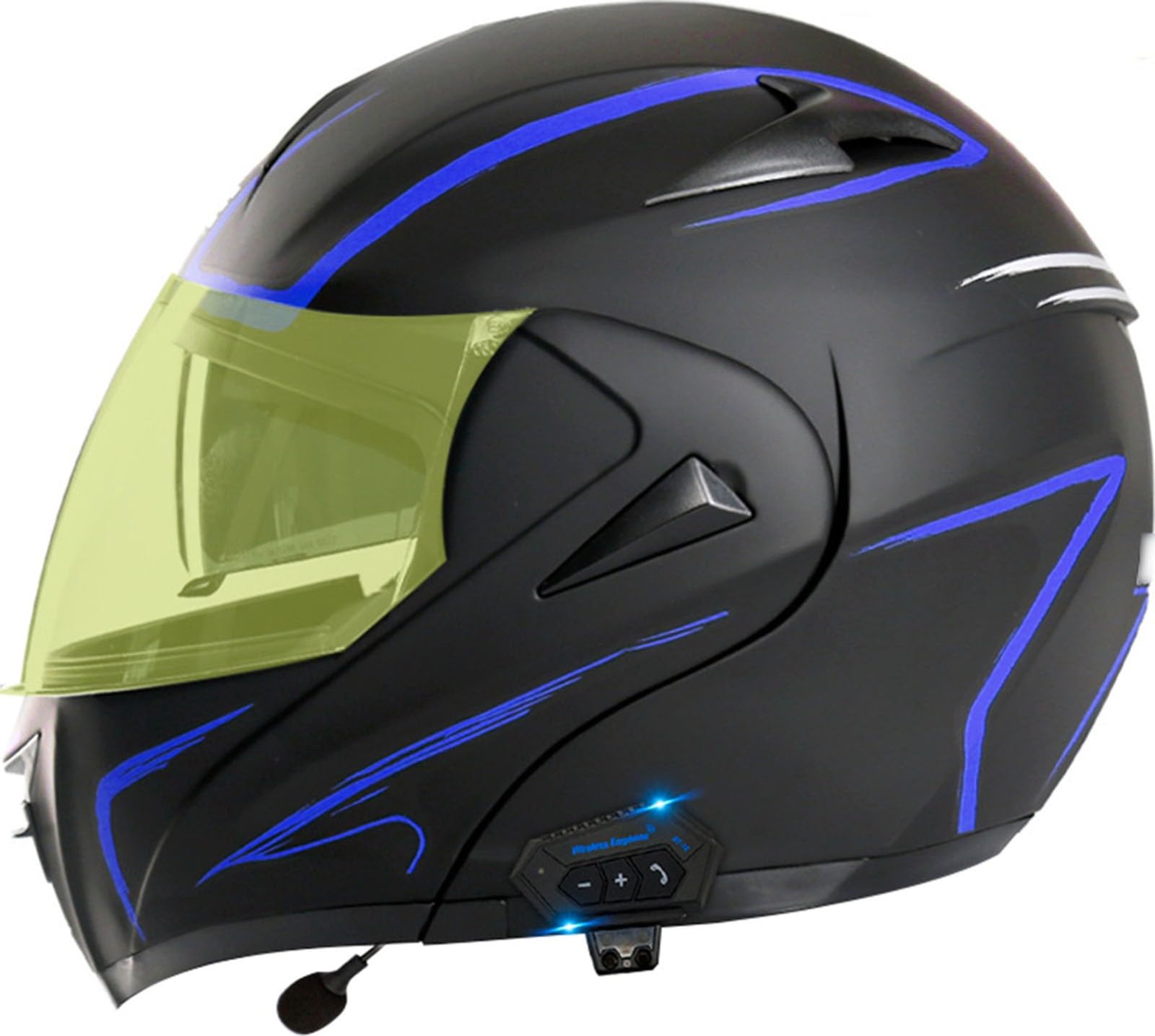 Integralny kask motocyklowy Bluetooth, z dwuwarstwowym zintegrowanym wizjerem, kask z klapą, dopuszczenie DOT/ECE, dla dorosłych mężczyzn i kobiet, wyścigów