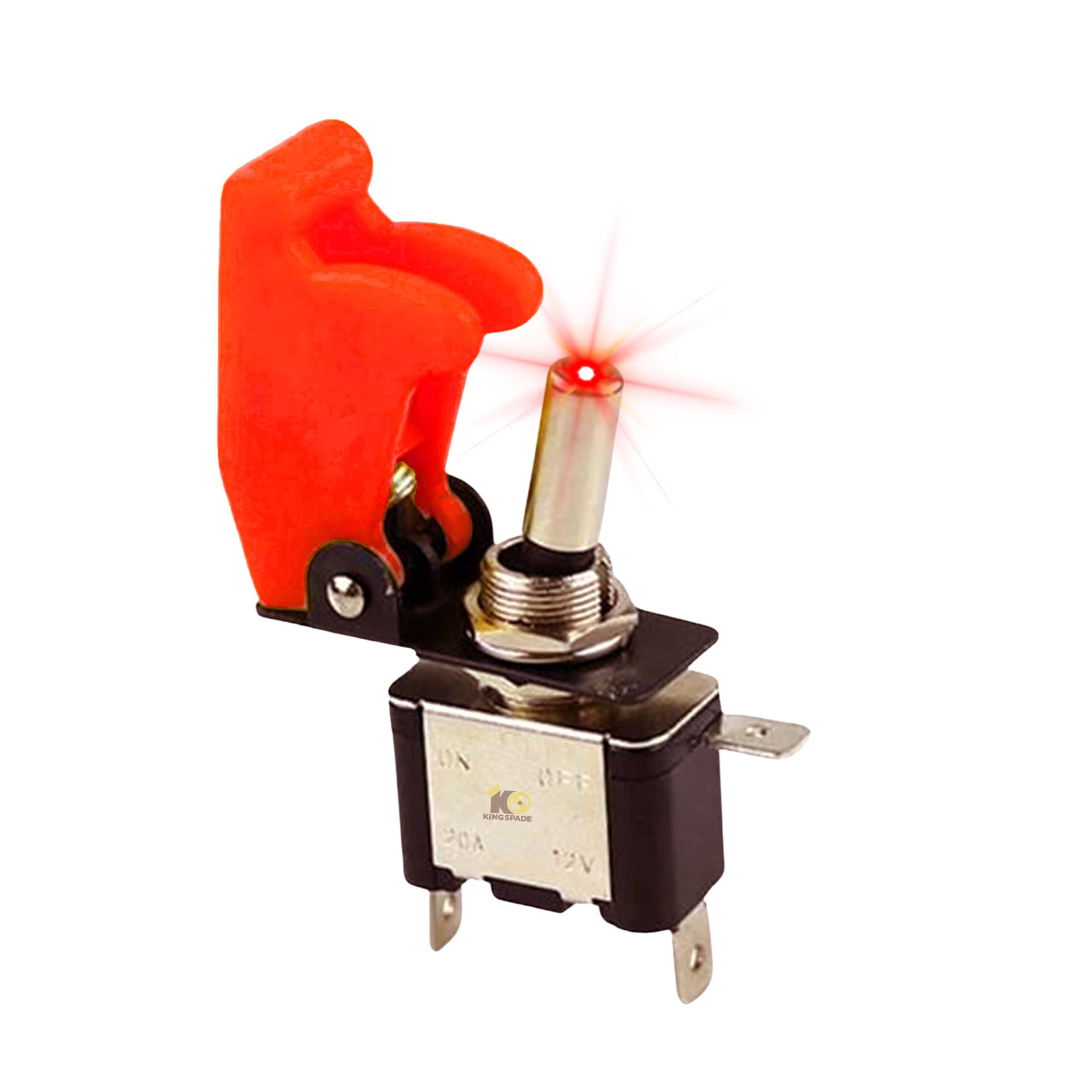 Kingspade Red/yellow/green Color Heavy Duty Toggle Switch Light Covered Illuminated Lit| Aircraft Safety Flip Cover|12V DC 20A for Cars, Trucks, & Motorcycles etc SPST ON-OFF T Switch (Red)-image-16