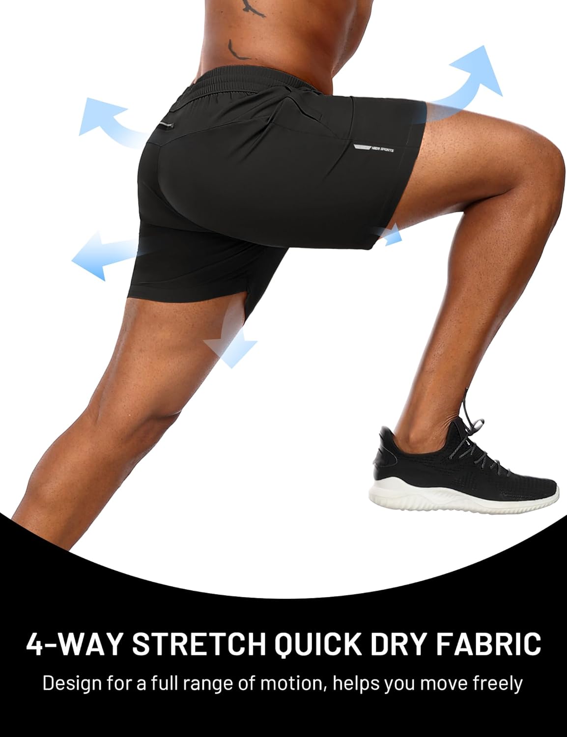 MIER Mens Running Shorts with 5 Inch Inseam, Quick Dry Athletic Shorts for Gym Workout Exercise Training, 3 Zipper Pockets - Image 4