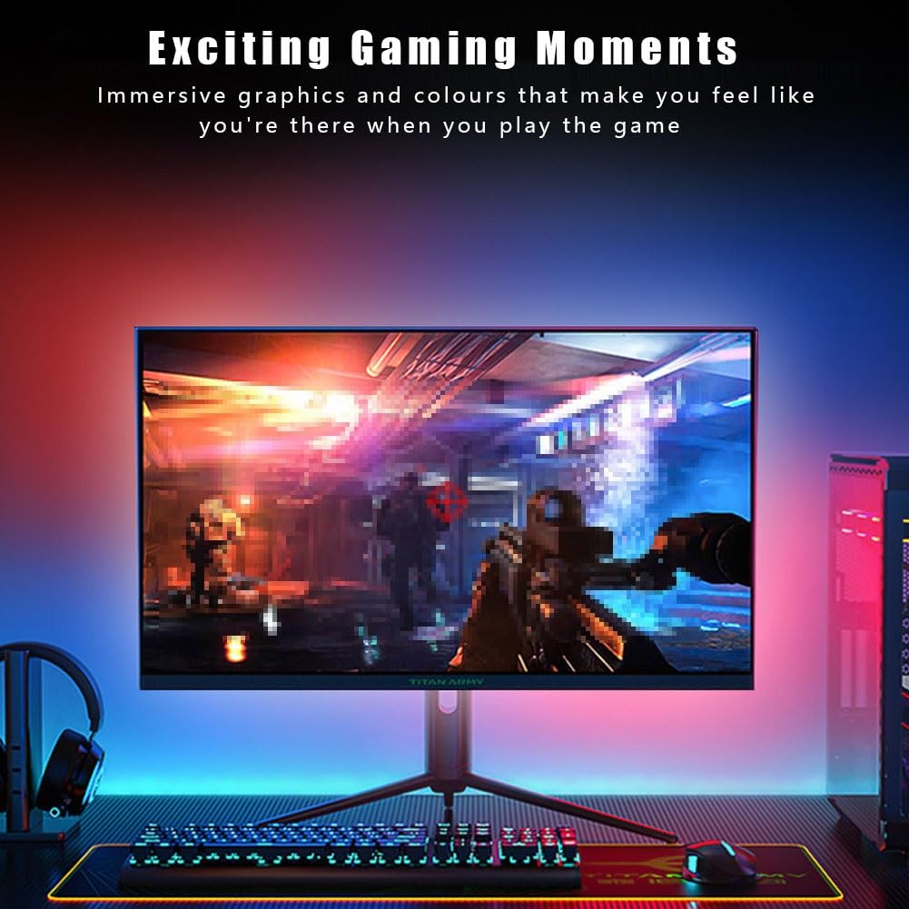 Striscia LED RGB da 5m,Striscia LED for TV,Suono e luce HDMI,Striscia illuminazione ambientale for computer con sincronizzazione immagine schermo,Striscia LED indirizzabile con controllo APP Bluetooth