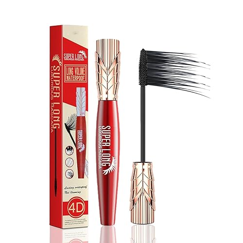Máscara de pestañas súper larga, 4D, impermeable, súper larga, lujosa, larga, rizada, maquillaje, alargamiento, rímel voluminizadora (paquete de 2)