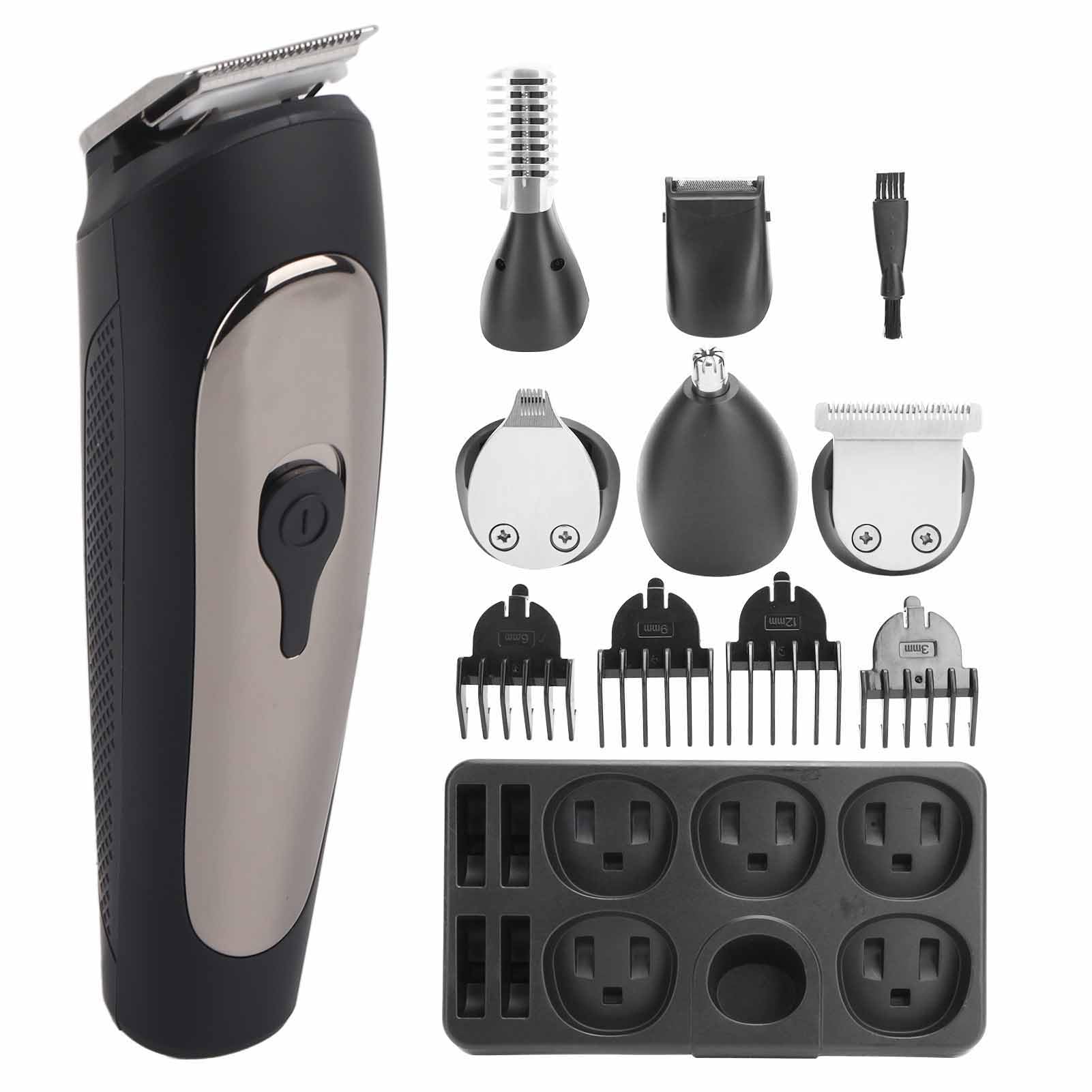 Cortapelos eléctrico profesional multifuncional para barba, peluquero corporal, cortador de pelo para nariz, juego para hombres y mujeres, cuchillas de acero inoxidable, 4 peines
