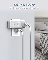 Vista 3 de TESSAN - Extensor de enchufe múltiple, divisor de enchufe de pared con protector de sobrecarga y 5 expandidores de salida eléctrica, adaptador