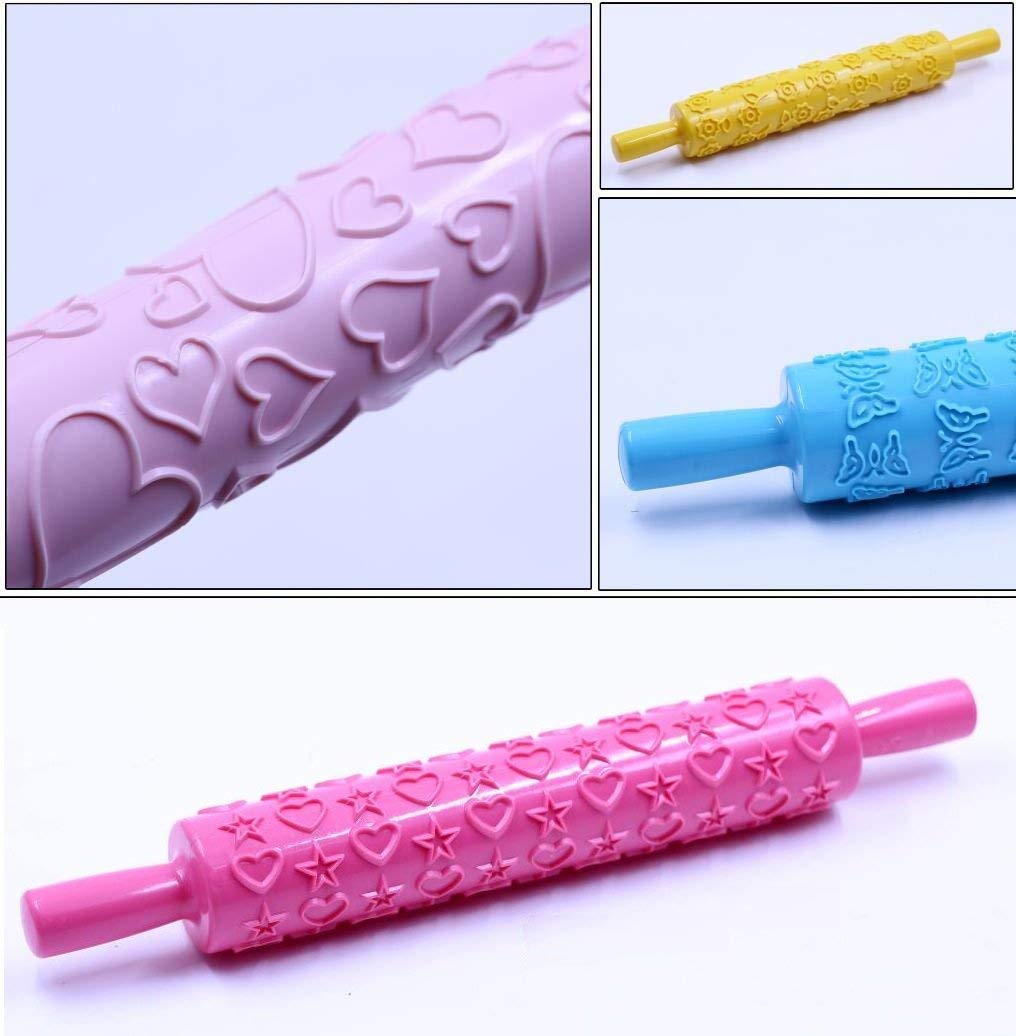 Rodillo Estampado de 8 Piezas, Rodillo de Textura, Superficie no pegajosa, Herramienta de horneado de Pastel de Bricolaje, para Pasteles, Galletas, Pasteles, Pasteles