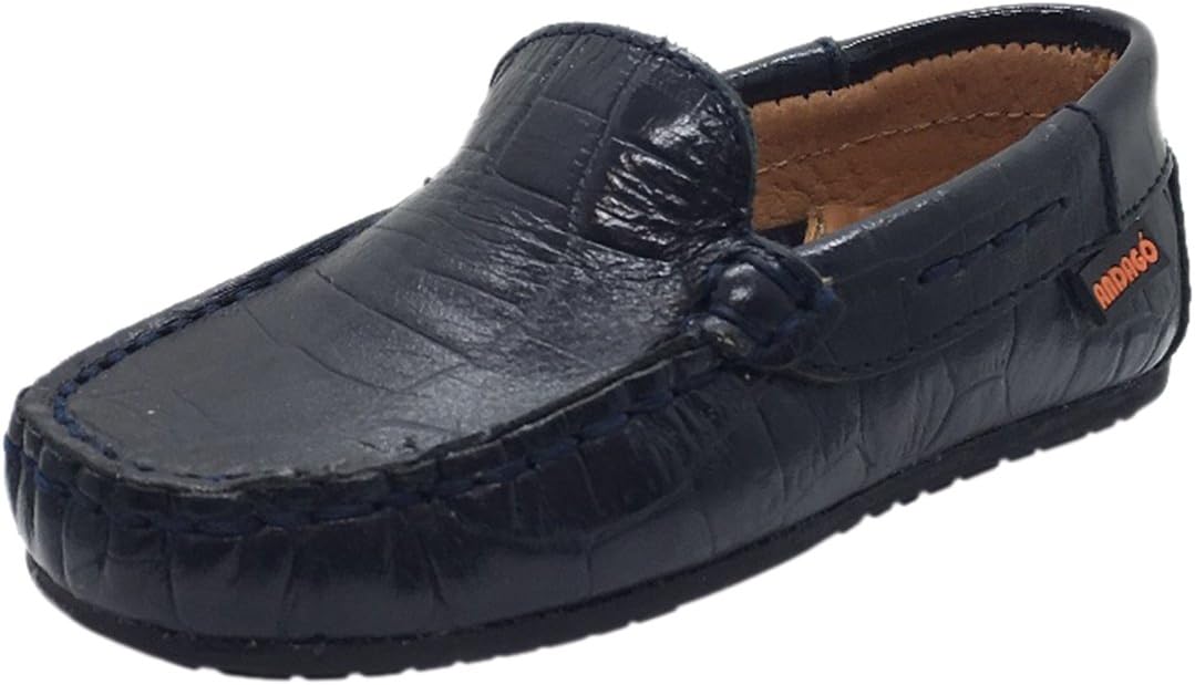 Andago by Venettini Boy's Blake Crocodile Leather Patent Back Slip On Moccasin Loafer