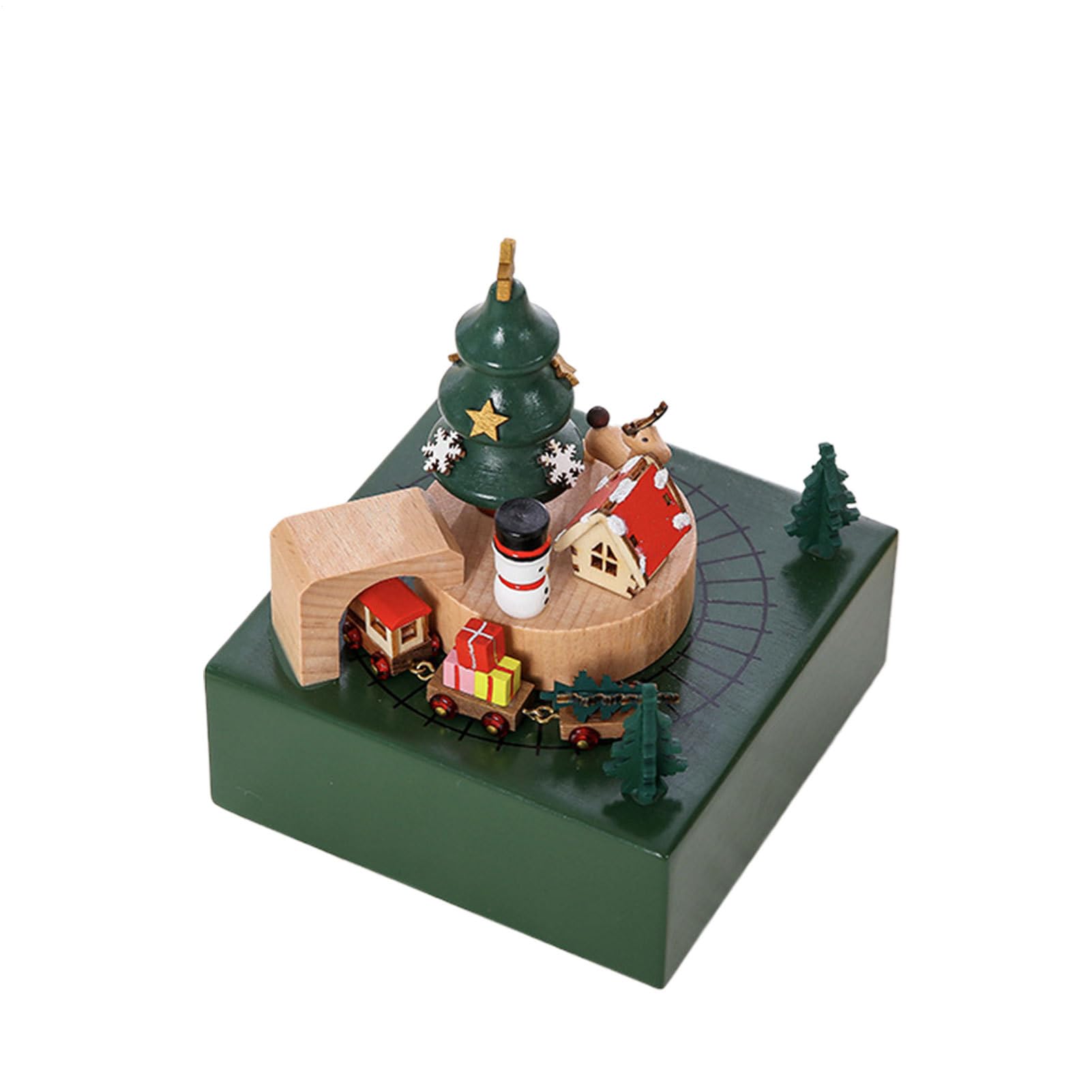 de música de Navidad, musical de madera, de música, tren magnético | decoración navideña, artesanía de escritorio, de música con tren móvil, ligera, para interiores, coleccionable