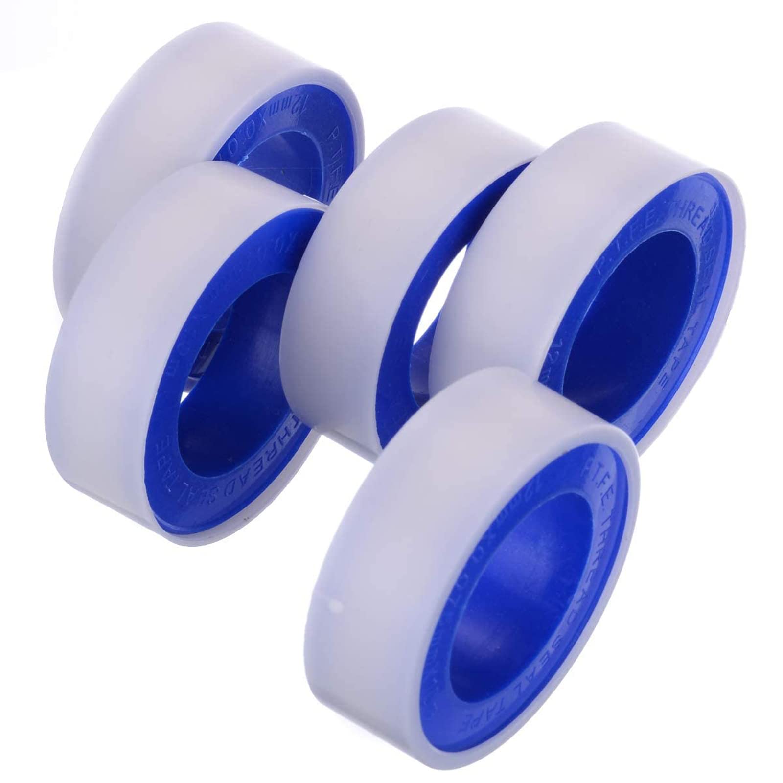 PTFE Pipe Slealant Seal Teflon Tape Plumbers Tape - Theard Flex Seal Tape Waterproof Plumbers Plumbing White 12mm x 13m (5 pack)