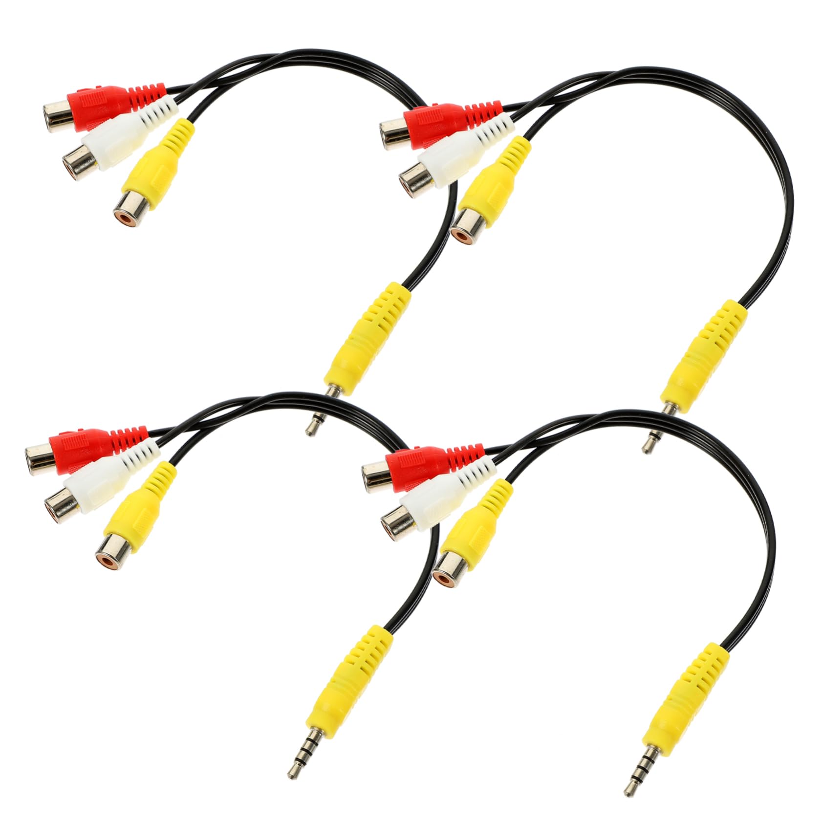 FELTECHELECTR 4pcs Av Adapter Cable Audio Adapter Cable 3 Way Audio Splitter Gaming Headsets Splitter Audio Converter Cable Audio Cord DVD Audio Cable 3-Way Laptop Cable Av Cable Copper Wire Red