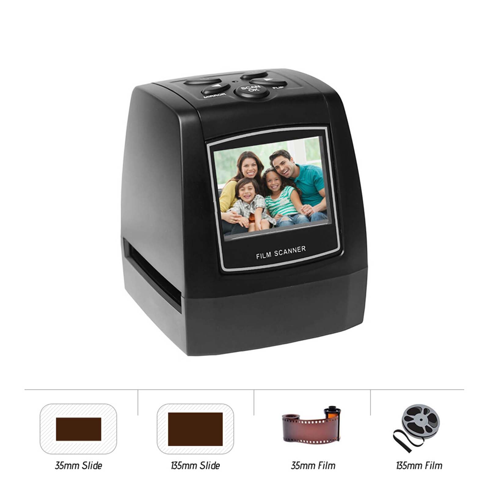 Bewinner -Digitalfilm-Diascanner, 5-MP-Filmscanner mit 2,36-Zoll-LCD-Bildschirm, 35-mm-135-mm-Dia- und Negativscanner für Alte Dias in JPG
