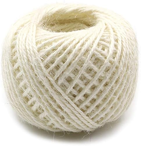 Rollo de yute de cáñamo de 164 pies y 0.079 in para envolver regalos de Navidad, manualidades, exhibición de imágenes y adornos (marfil)