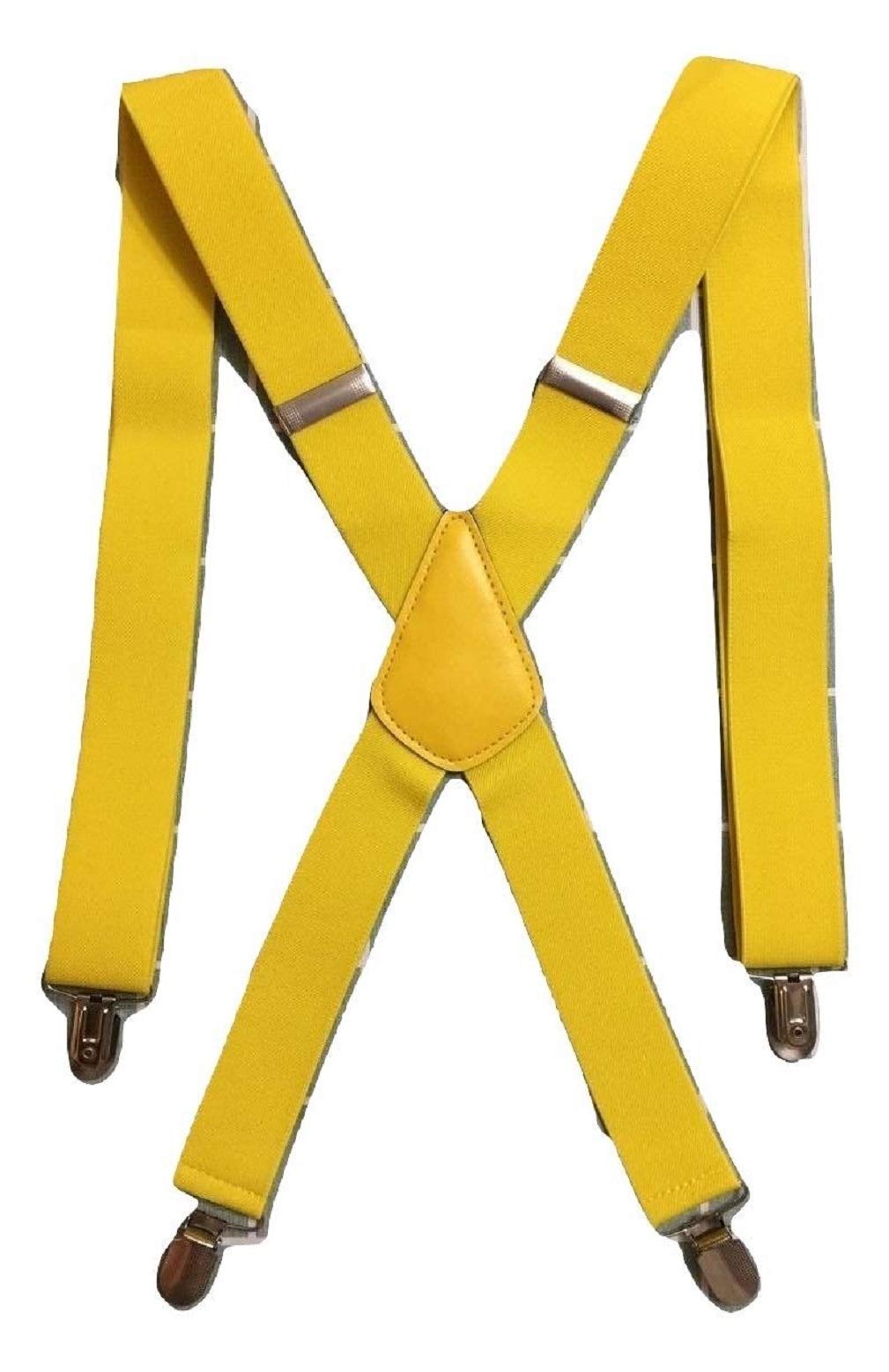 L&L® Standard Mens Ladies BRACES BLACK SUSPENDER ELASTIC 3.5cm WIDE Durable Trouser (Yellow)