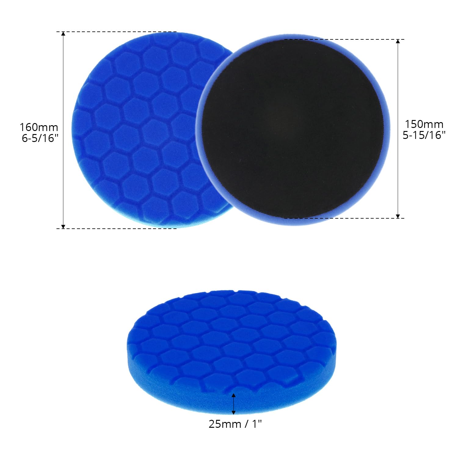 QWORK 5-częściowe piankowe podkładki polerskie, 15 cm gąbki do polerowania samochodu, wielokrotnego użytku, do polerowania glazury, do użytku z maszynami mimośrodowymi