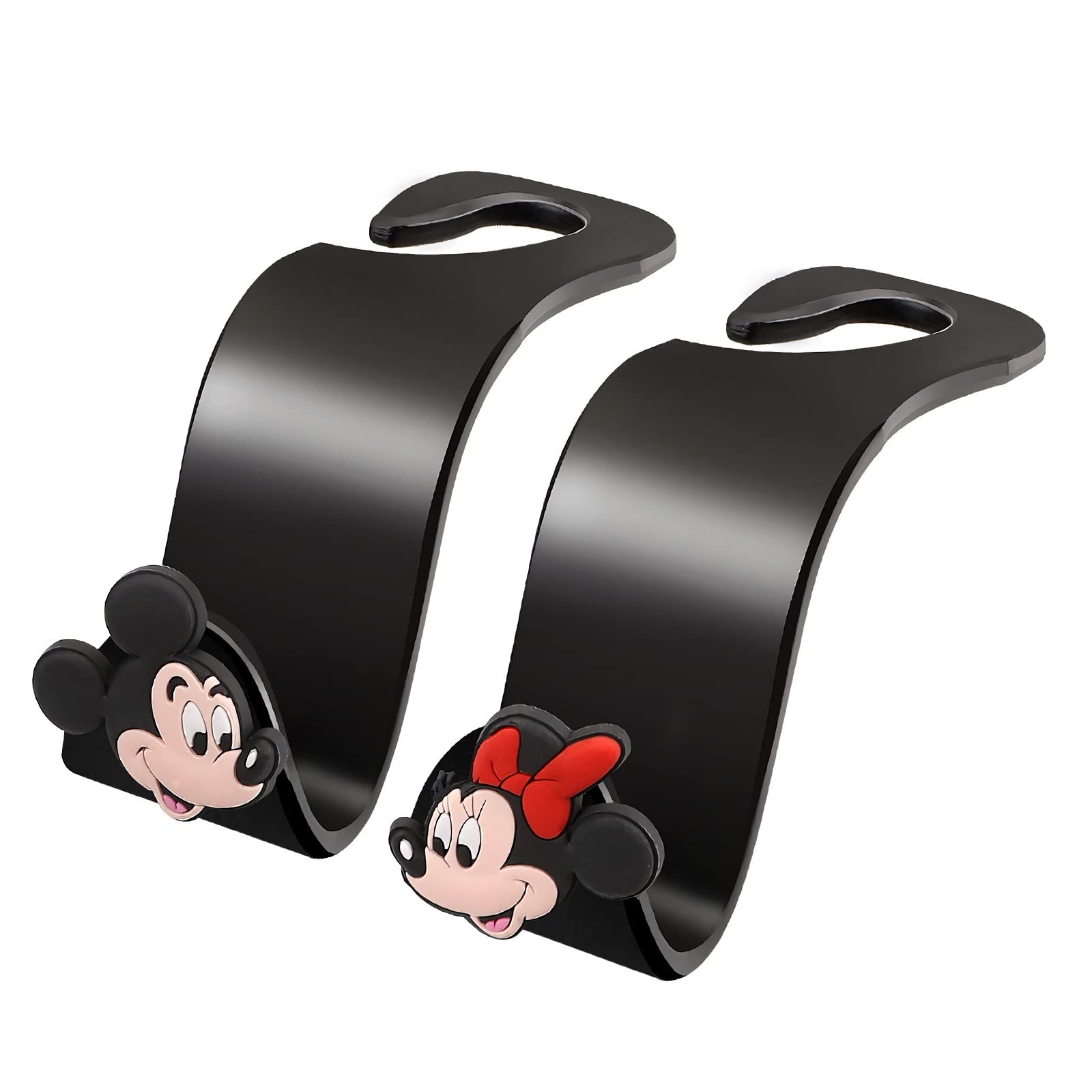 Car Seat Headrest Hook 2 Pack, Cute Car Hook Hangers Storage Organizer Interior Accessories for Purse Coats Umbrellas Grocery Bags Handbag, Black S Type