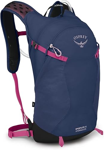 Osprey Sportlite - Mochila de senderismo ligera de 15 litros con depósito hidráulico para hombres y mujeres, alcalinohotspot rosa