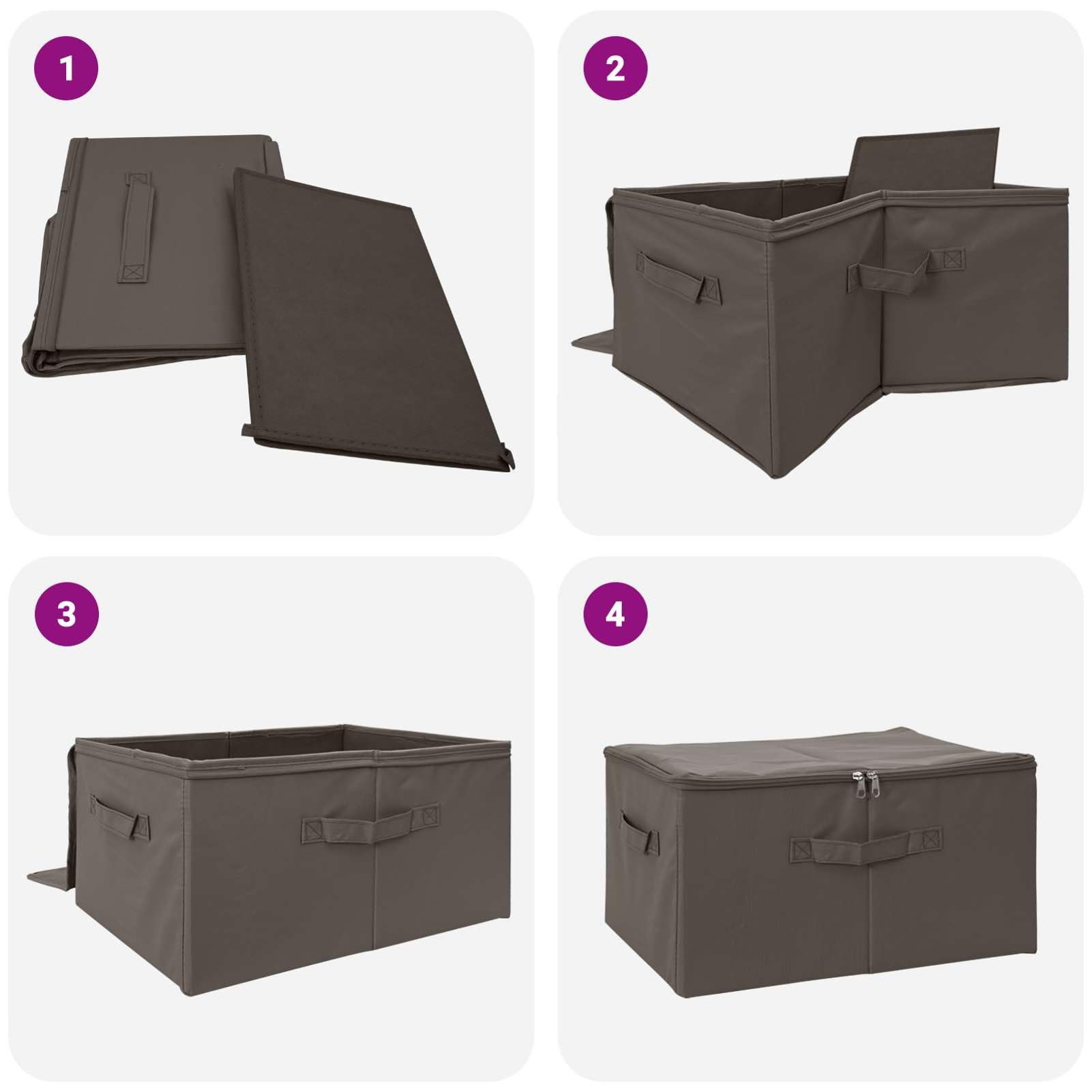 Gecheer Aufbewahrungsbox 24 pcs Grau 43 x 34 x 23 cm Vliesstoff, Faltbare Stoffbox mit Deckel & Verstärkten Griffen Kleiderbox für Schrank Regal Kleidung42024625