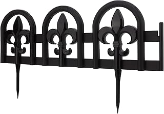 Evelyne Black Plastic Garden Edging Fence: Wrought Iron Style 15-Panel 20ft Lawn Border Kit for Durable Landscaping