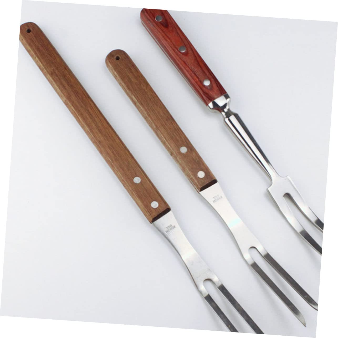 TOPBATHY 3 Pz forchetta da barbecue in acciaio inossidabile forchette da falò strumenti domestici arrosticini spiedini forchetta per barbecue in acciaio inossidabile spiedino di bistecca