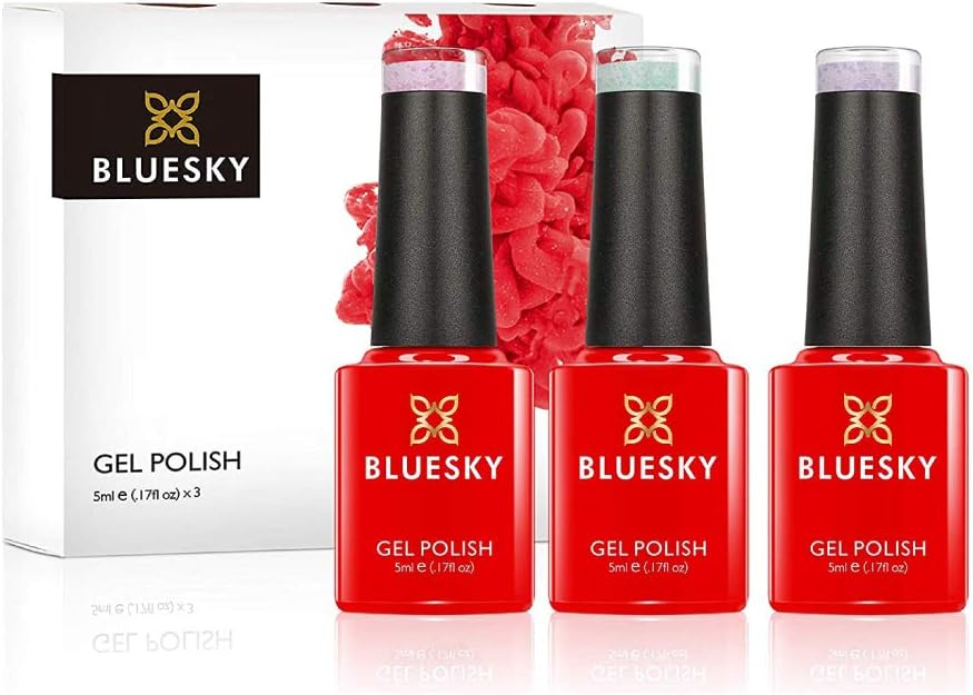 Bluesky Gel Nail Polish Set, Snow Angel G5SN04, Go Sledding E5SN03, Let It Snow G5SN05, 3 x 5 ml, Pink, Green, Purple, Glitter, Snowfall (Requires Curing Under LED/UV Nail Lamp) - Image 5