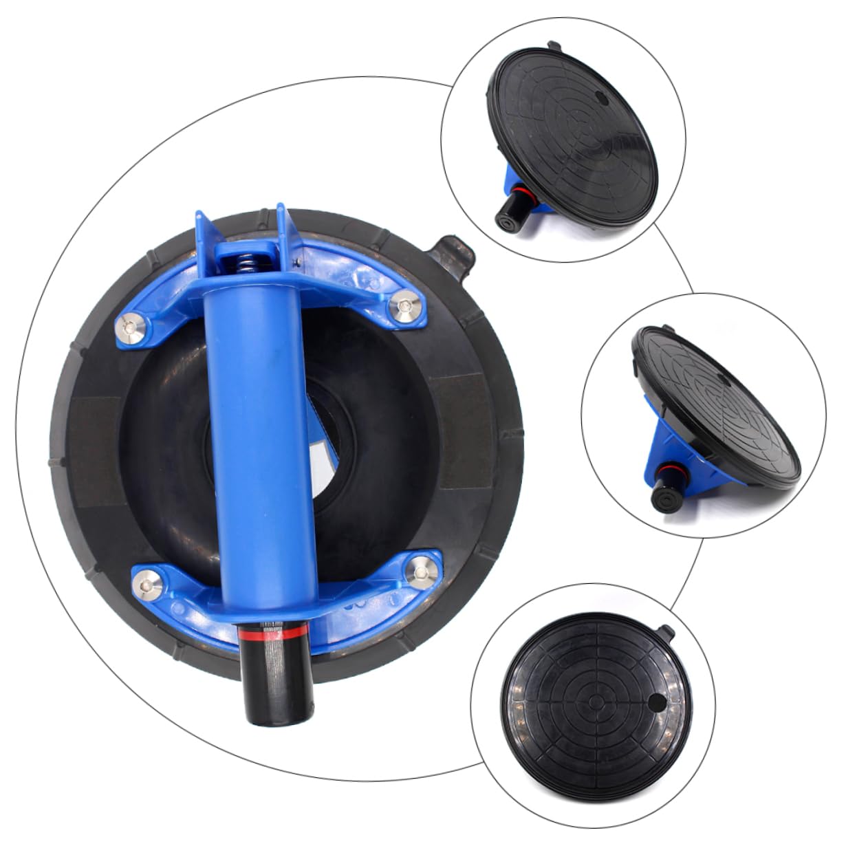 JEWEDECO 8 200kg Double Layer Vacuum Suction Cup Heavy Duty Lifter for Marble Glass Tile Non-slip Handle