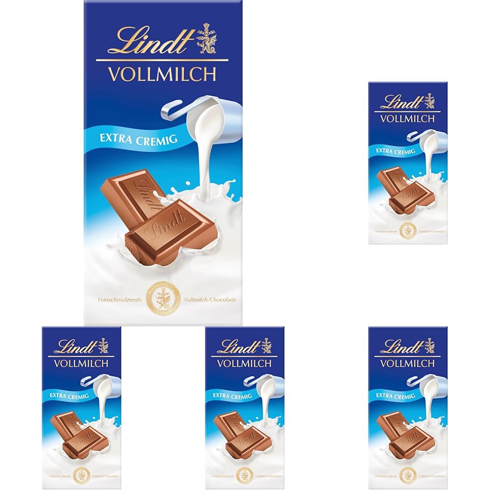 Lindt Schokolade | Vollmilch Tafel | 100g | extra cremige Vollmilch-Schokolade | Schokoladen-Tafel (Packung mit 5)