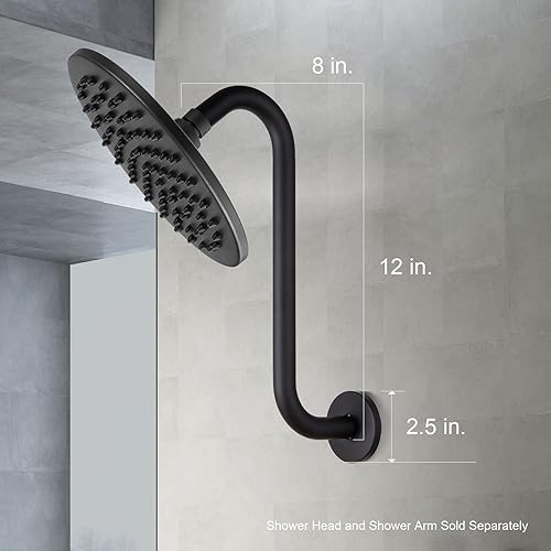 Vista 98 de OFFO Extensión de cabezal de ducha de 12 pulgadas, brazo en forma de S de bronce aceitado con brida, extensión de ducha de cuello de ganso de gran