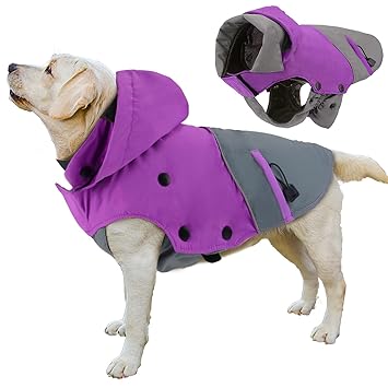 PETLOFT Dog Winter Jacket, Reflective Waterproof Dog Winter Coat Windproof Warm Outdoor Fleece Winter Dog Jacket with Detachable Fleece Lining (M, Purple)