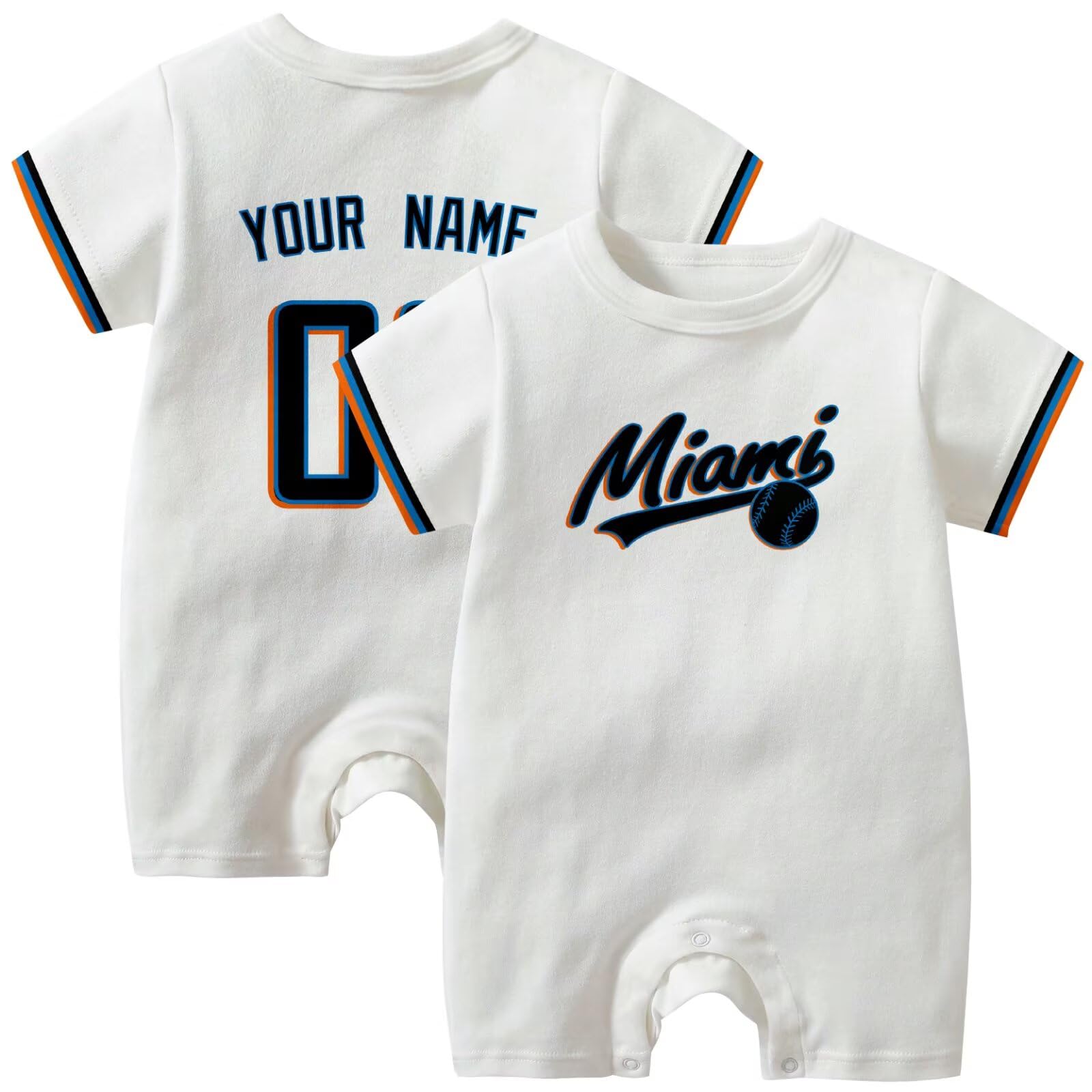 KREDE Baby Clothes Unisex White Bodysuit Rompers Custom Name Number for Baby Boys