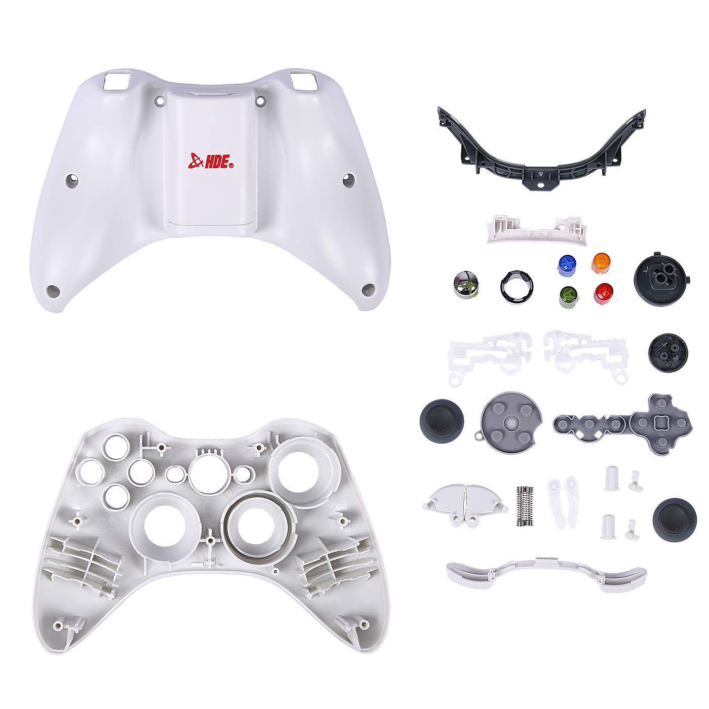 HDE Replacement Controller Shell for Xbox 360 Plastic Shell Sticks Buttons Shoulder Buttons and Triggers (White)