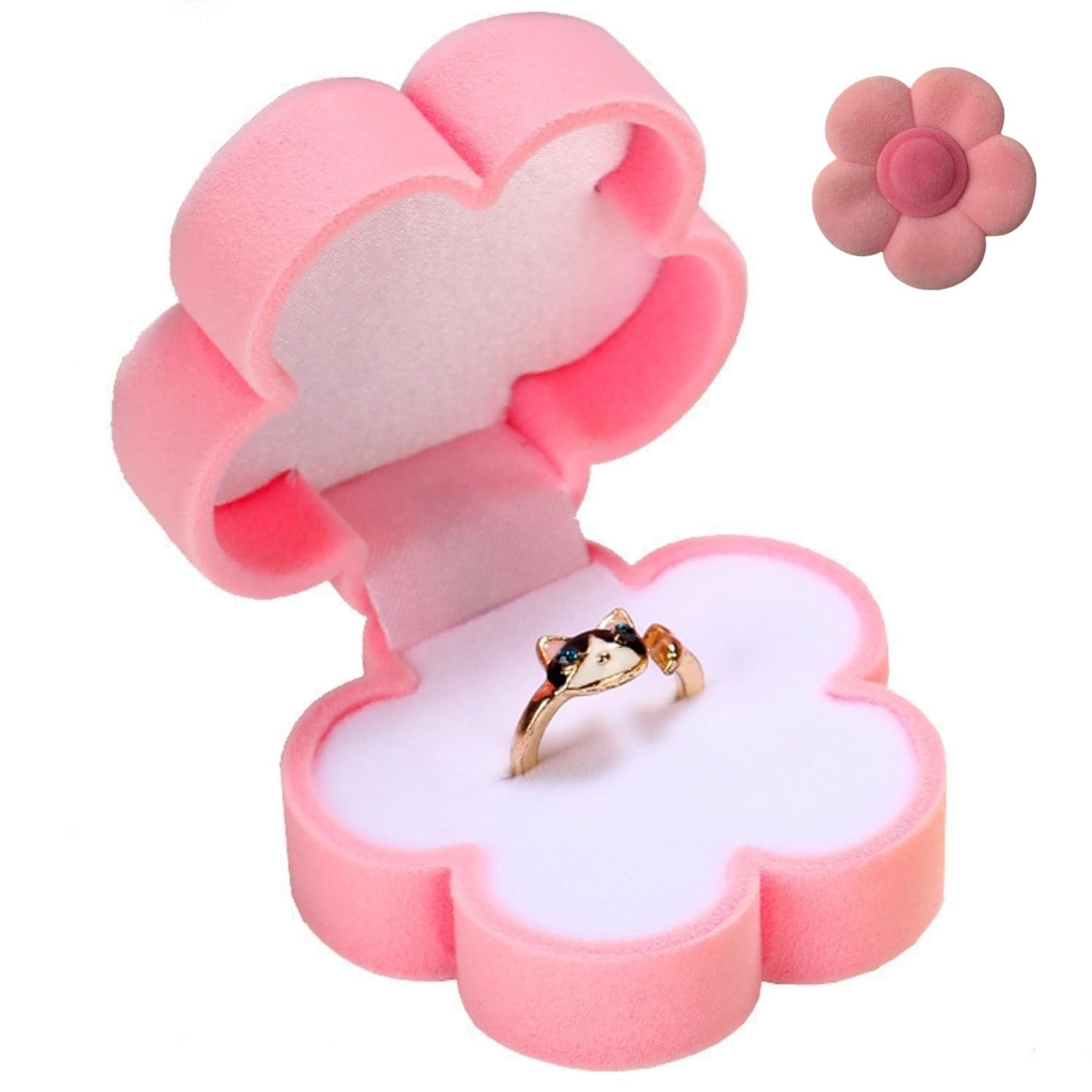 Graziosa scatola per anelli di fidanzamento in velluto rosa, scatola regalo per gioielli, organizer per matrimoni, fidanzamenti e San Valentino
