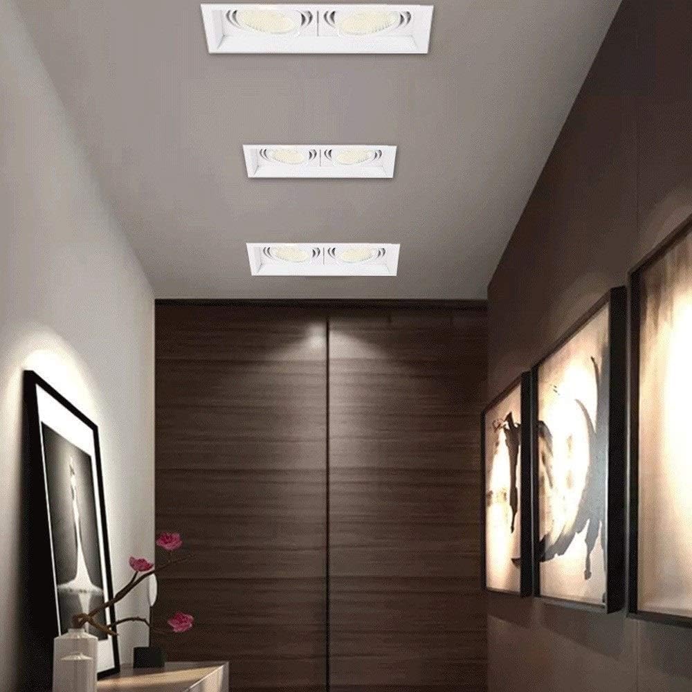 Hertl Foco de techo COB de aluminio blanco, panel de rejilla comercial moderno, luces de techo, luz LED empotrada cuadrada, reflector de moda, escaparate de ropa integrado integrado, lámpara de decora