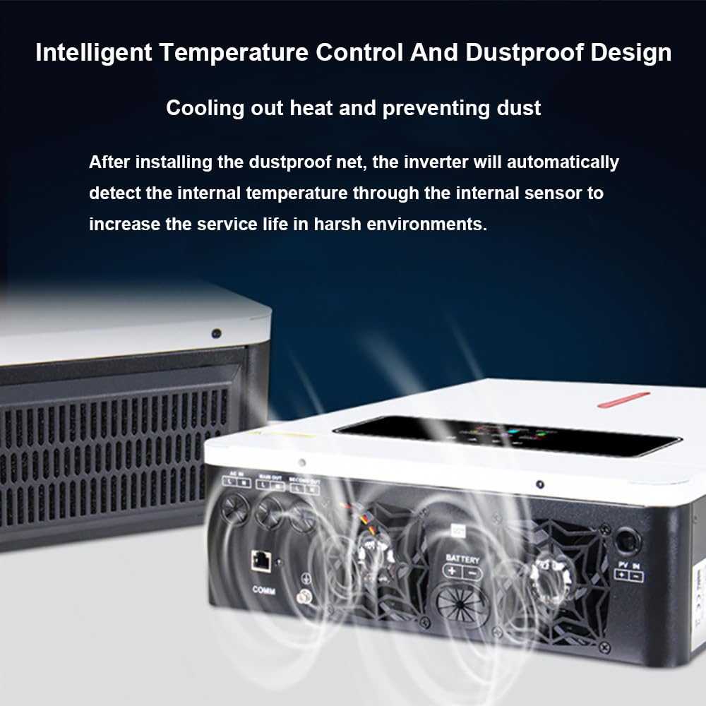 Inverter Ibrido Monofase da 8,2Kw/10,2Kw,da 48VCc-220-240VCa,con Regolatore Solare Mppt da 160A,Impianto Fotovoltaico da 90VCc-500VCc,Antipolvere,Supporta Batterie Senza Batteria,8.2KW
