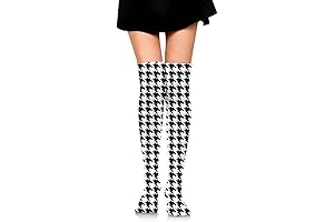 Black And White Houndstooth Tall Socks